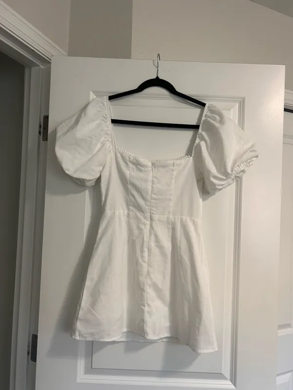 New Showpo Jules Mini Puff Sleeve Square Neck Fit & Flare Dress Size Small - Image 8