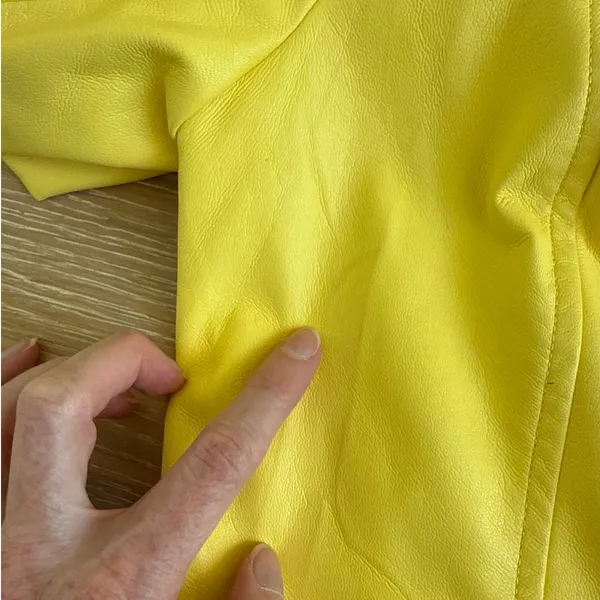 Guess Faux Leather Moto Jacket 3/4 Sleeves Size S Yellow - Image 5