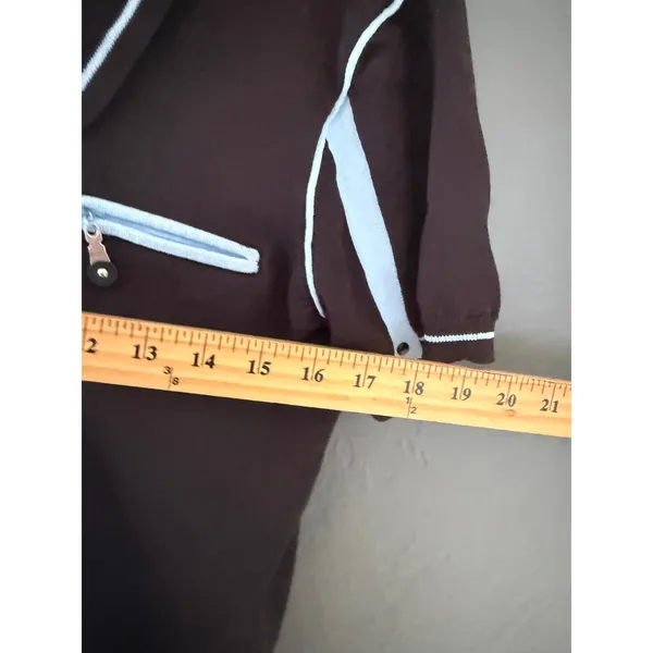 Jamie Sadock Vintage 80's Grunge Black Blue Zip Front Knit Sporty Top Small - Image 7