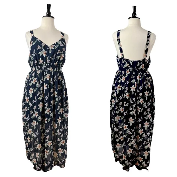 3rd + Malt New Midi Dress Smocked Hi Low Blue Pink Floral Women’s Plus Size 3XL - Image 10