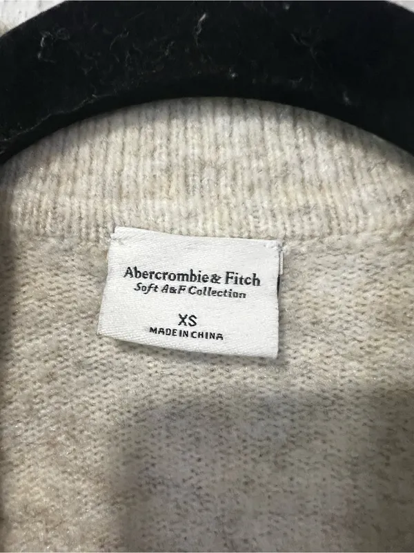 Abercrombie & Fitch Cream Collared Log Sleeve Midi Sweater Dress size X Small - Image 14