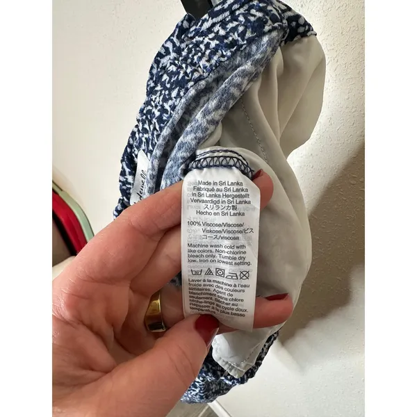 Madewell Womens Shorts Blue White Floral Print‎ Paperbag Waist Size L - Image 4