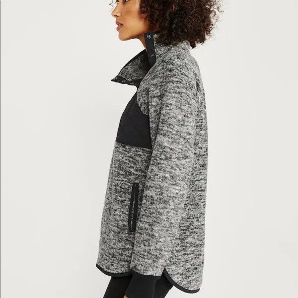 Asymmetrical Snap Up Fleece Grey Abercrombie - Image 2