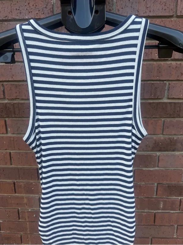 A New Day Striped Ribbed Side Ruched Bodycon Maternity Midi Dress Size Medium M - Image 8