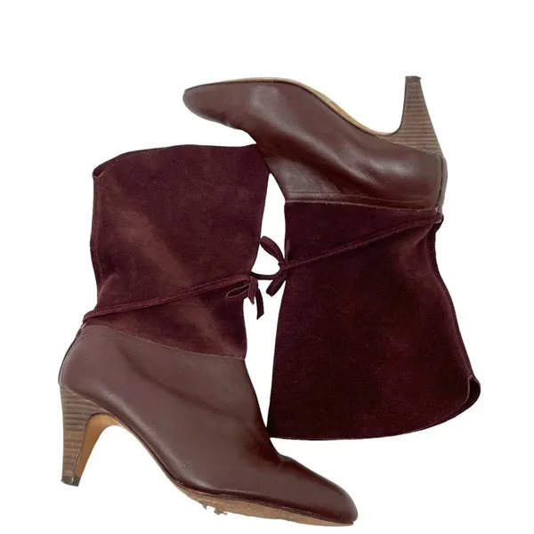 Ted Baker Maroon Suede‎ and Leather Slouchy Twla Boots Size US 6 - Image 2