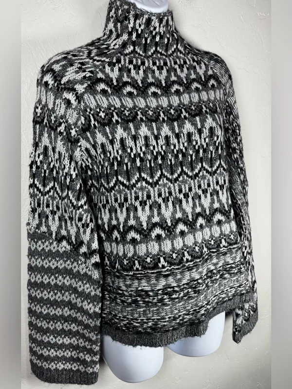 Steve Madden Indie Sweater Fair Isle Mock Neck Size Small - Image 5
