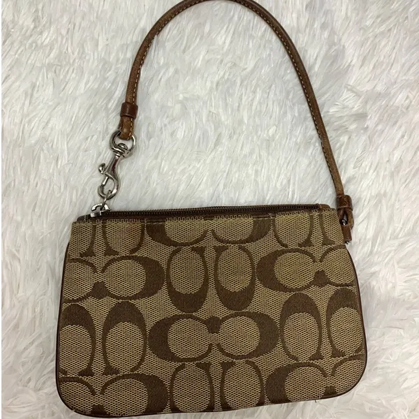 COACH Brown Signature Canvas Wristlet - Image 2