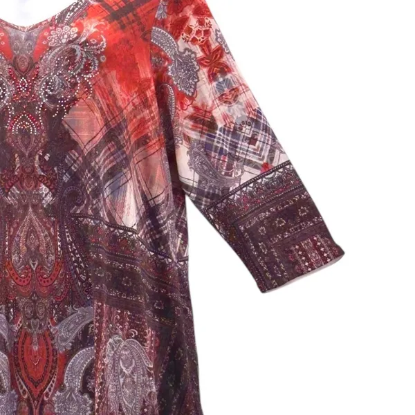 One World‎ Tunic Peplum Red 2X - Image 10