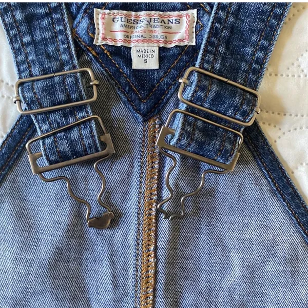 GUESS Jeans Denim Shortalls / Overalls Shorts | Distressed Raw Hem Vintage Vibe | Size S 💙 - Image 4