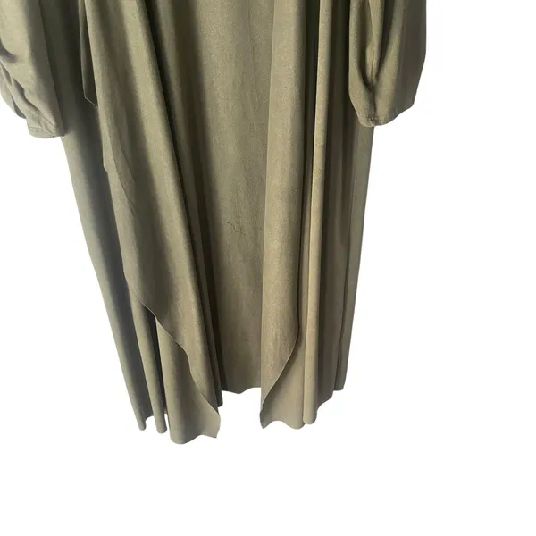 Gilli Size Large Green Faux Suede Open Front Duster Long‎ Cardigan Top - Image 3