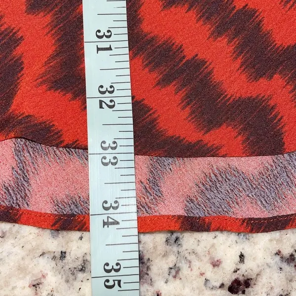 Mango Womens Animal Print Elastic Waist Flowy Midi Skirt Red Orange Black Size L - Image 9