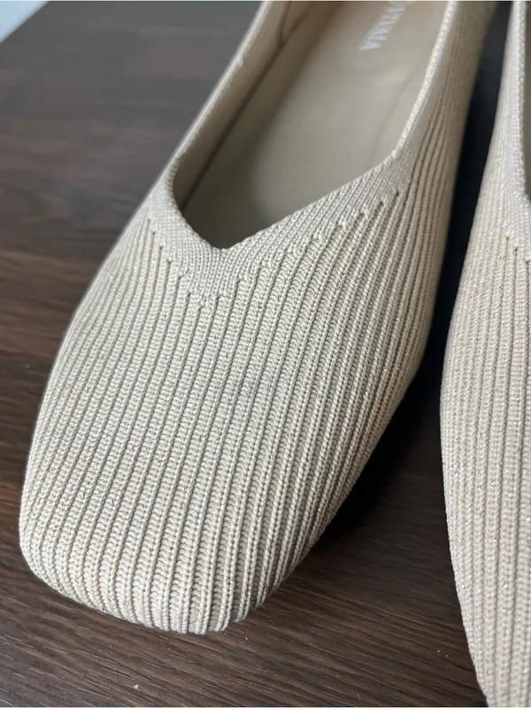 Vivaia Golden Almond Glitter Margot 2.0 Square Toe V Cut Flats Washable Size 41 - Image 10