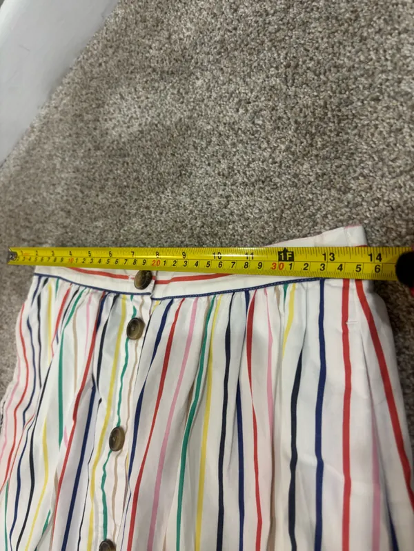 J Crew Factory Rainbow Stripe Button Front Poplin Midi Skirt Multicolored Size S - Image 7