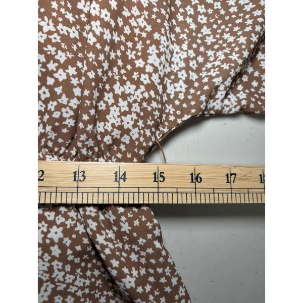 Anrabess Beige Print Faux Wrap Maxi Summer‎ Beach Long Dress Large Lined Dolman - Image 5