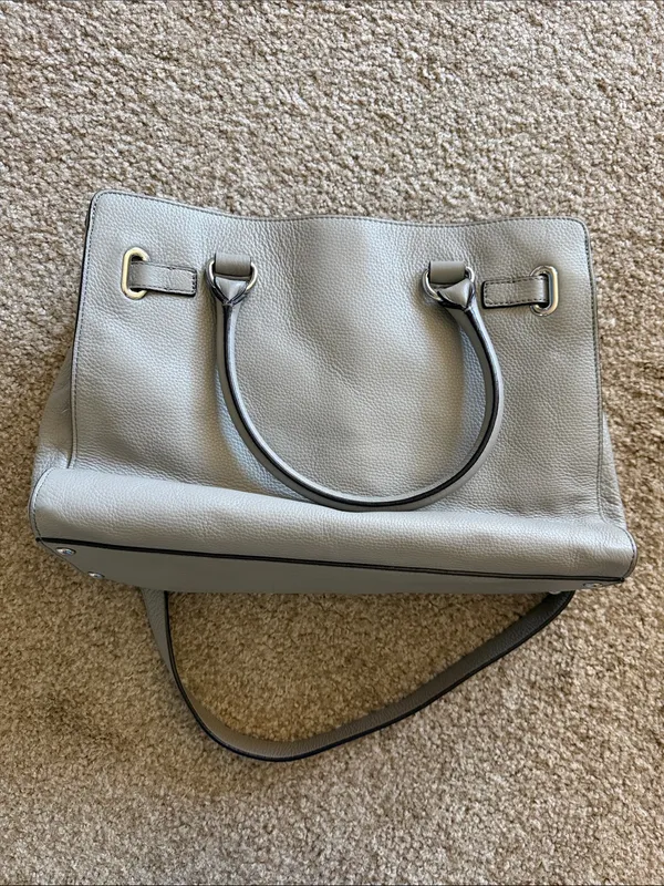 Michael Kors Light Gray Pebbled Leather Satchel with Chain Strap - Image 12