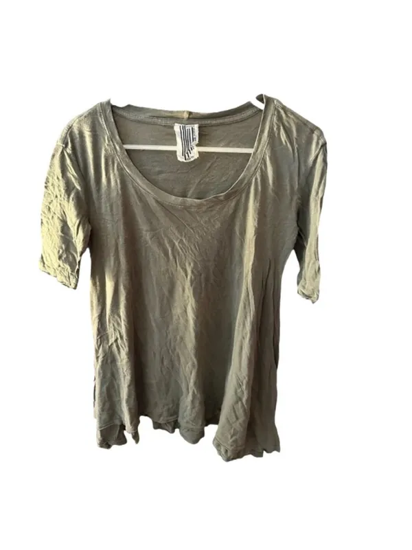 Free People Olive Green Asymmetrical Hem Relaxed Tee XS - Image 2