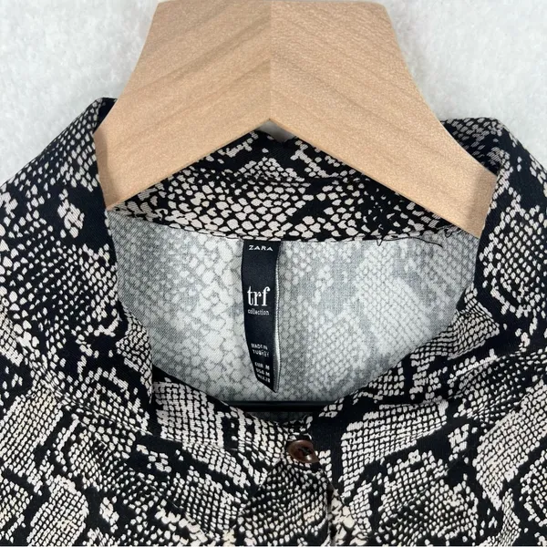 Zara Snake Print Button‎ Front Boxy Long Sleeve Button Up Top - Image 3