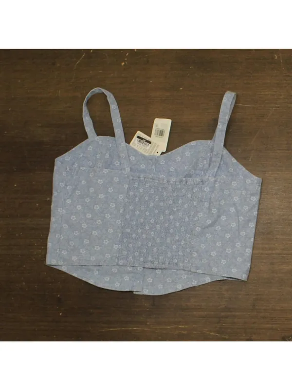 NWT Levi's Adore Bustier Adjustable Strap Shirt Top Blue Indigo Floral Blue XL - Image 3