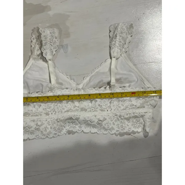 Aerie Lace Bralette White and‎ red lace Lined Wireless Small/Large - Image 9