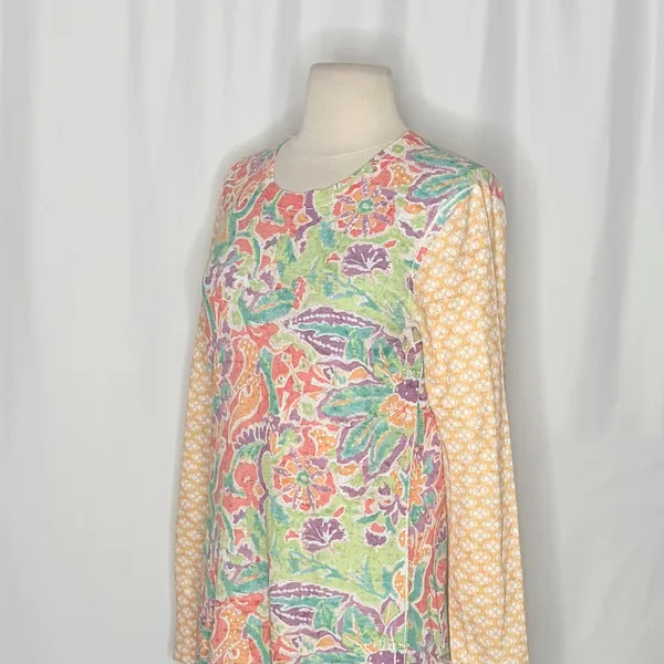 Sundance WHIMSY ROSE Floral Mixed Print Thermal Top Shirt Small Made in USA - Image 5