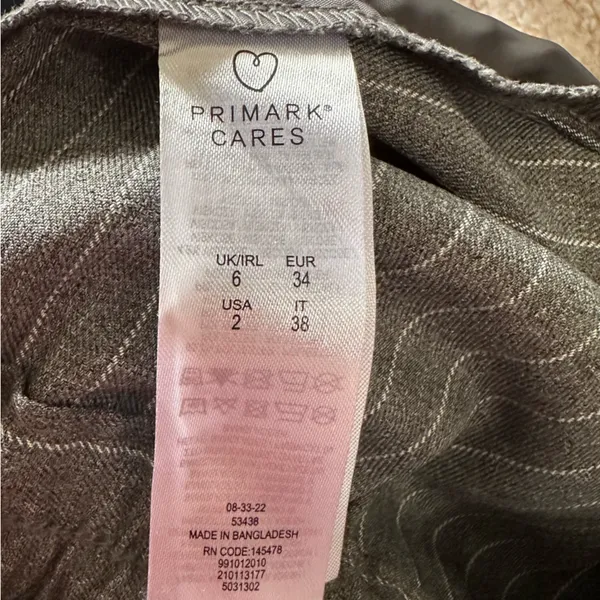 Primark Gray Pinstripe Pleated Wide Leg Trousers Dress Pants Size 2 - Image 9