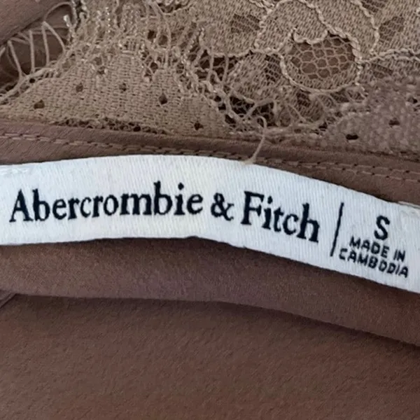 Abercrombie & Fitch Brown Tan Silk Satin Lace Cami Camisole Bodysuit Top Size S - Image 4