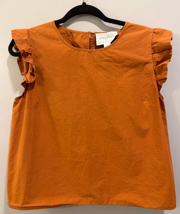 Mare Mare X Anthropologie Aimee Ruffle Cap Sleeve Blouse Terracotta - Image 5