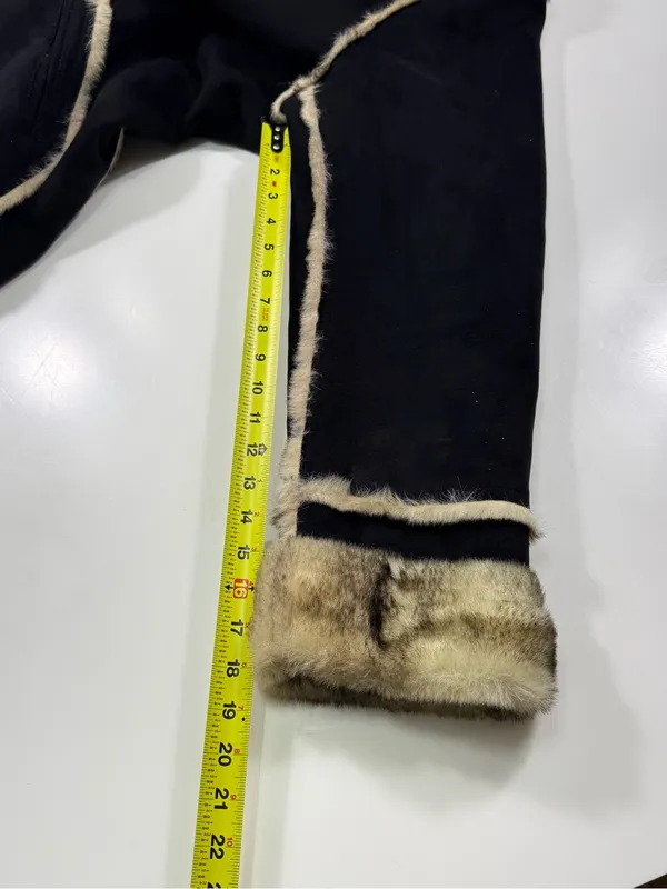 dennis basso Black Coat with Tan Faux-Shearling Trim Size XL NWOT - Image 6