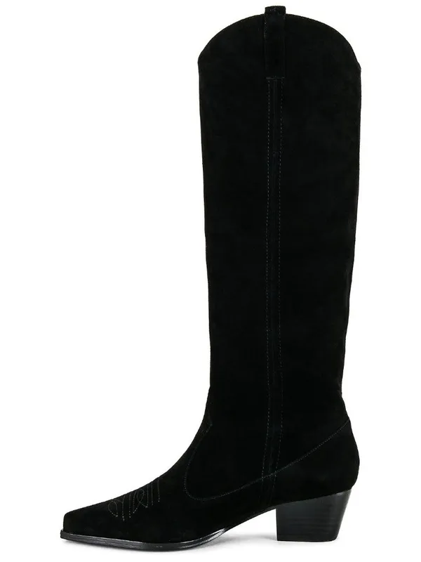 Raye Castiel Suede Cowboy Boots Black Womens Size 8 - Image 3