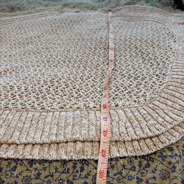 TALBOTS NWOT Open Stitch Poncho‎ in Rattan, Large, Bohemian Neutral Knit - Image 13