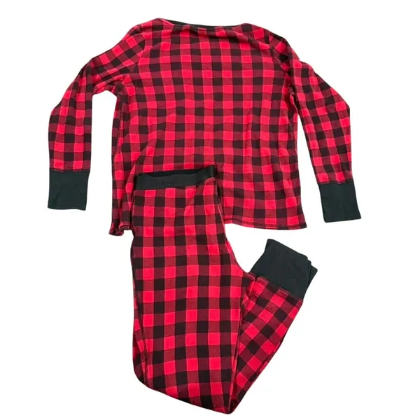 Stars Above Victoria's Secret Plaid Thermal Pajama Set in Red and Black, Size L - Image 2