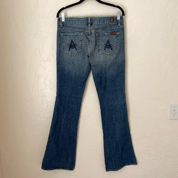 7 for All Mankind studded “A” pocket flare jeans▪️size 28 - Image 8