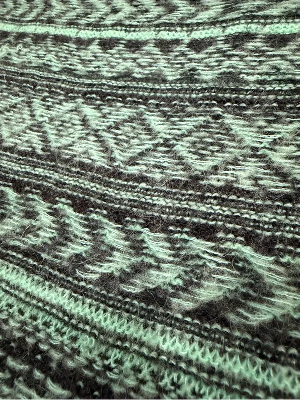 American Eagle Y2K Teal Black Patterned Wool Mohair Sweater M - Image 4