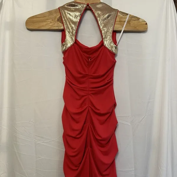 CALVIN KLEIN Women Size‎ 2 Pink Gold Sequin Embellished Maxi Evening Dress - Image 5
