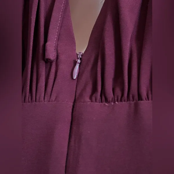 R&M Richards Burgundy Sequin & Beaded Full Length Evening Prom Gown SZ 6 - Image 9