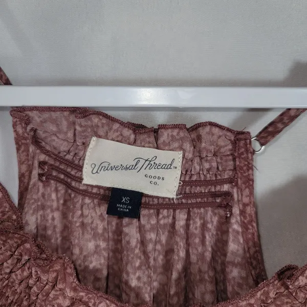Universal Threads Floral Smocked Midi Boho Sundress XS Blush Mauve Smock Neckline - Image 2