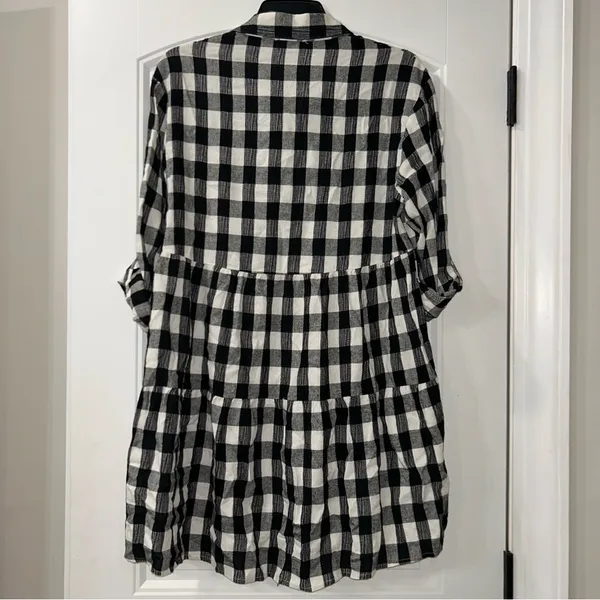 Lovestitch Black/White Plaid Tunic/Dress Women’s Medium - Image 5