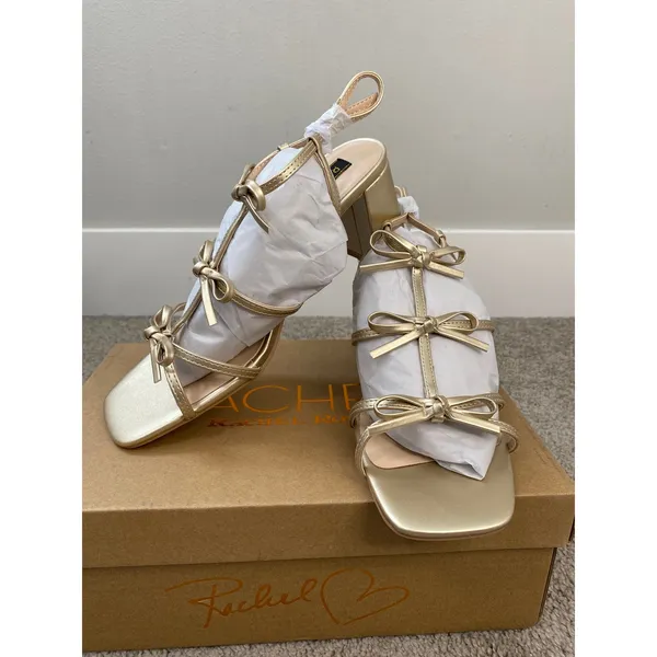 New Rachel Roy Cologne Heeled Sandal Size 8.5 Gold - Image 3