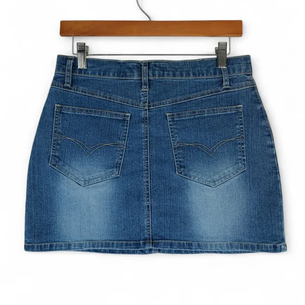 Lazer Jeans Skirt Womens Juniors 9 Demim Mini Skirt‎ Stretch Y2K - Image 2