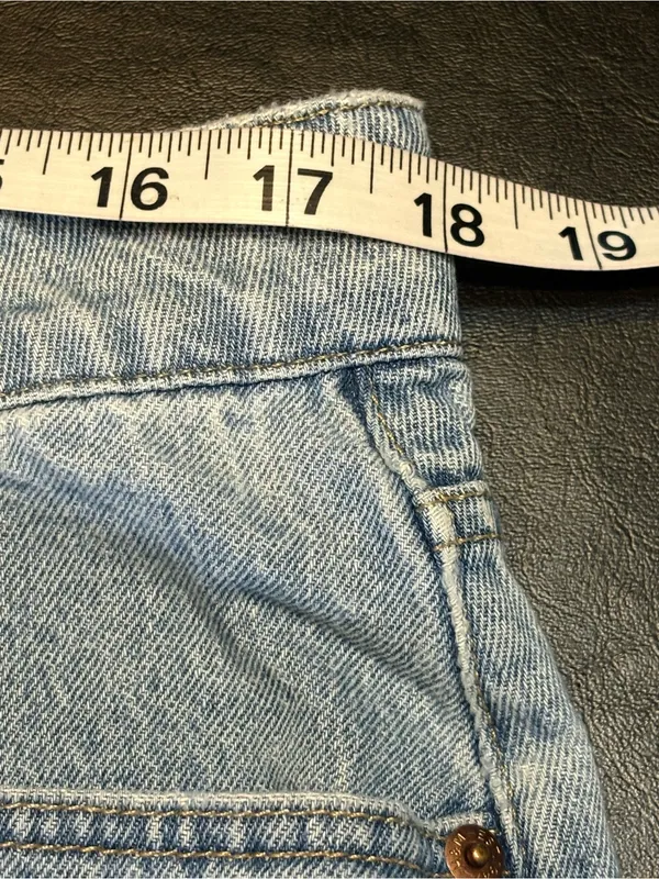 H&M Light Blue High-Rise Denim Jean Shorts size 14 - Image 6