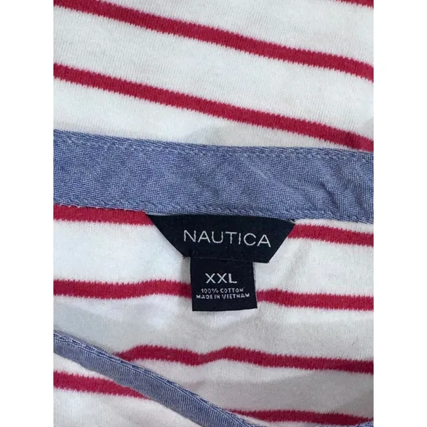 Nautica Striped Chambray Cuffed Sleeve Cotton Top Plus Size XXL - Image 6