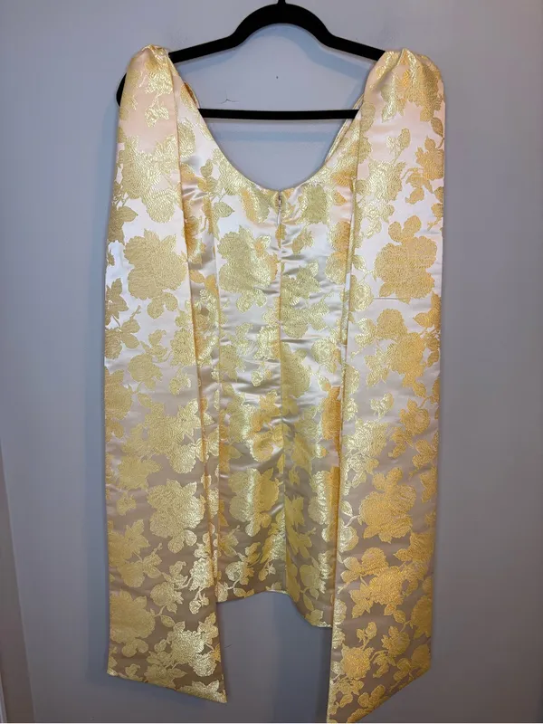 NWT Sugarlips Duson Gold Floral Jacquard Bow Sash Mini Dress L - Image 4