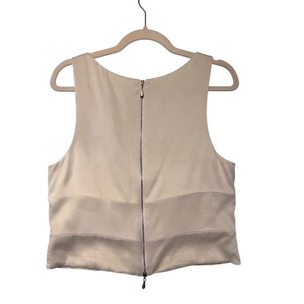 L'AGENCE Women Blush Pink V-Neck‎ Sleeveless Crop Top Full Back Zip Size 10 - Image 4