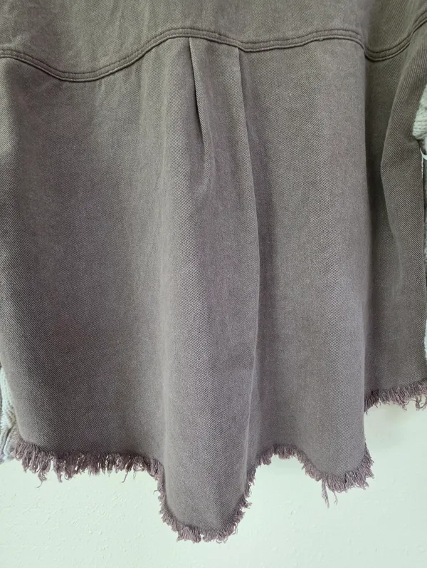 POL Cable Knit Sleeve Shacket Chocolate & Cream Small - Image 15