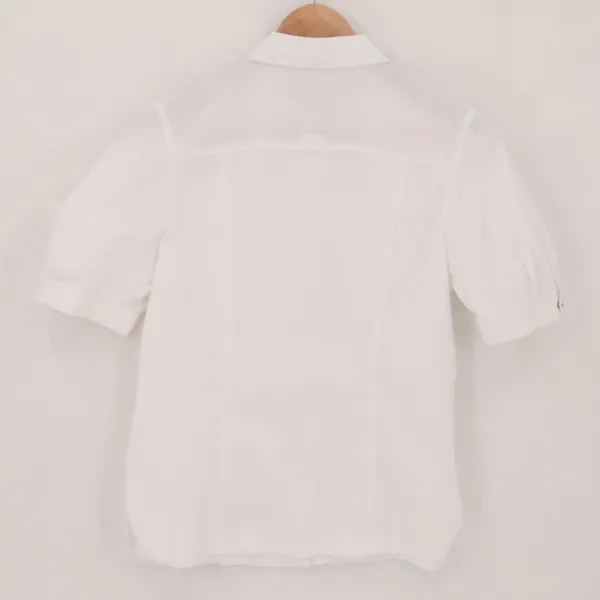 La Rok White Gold Button Shirt Womens‎ Size S Y2K Office Siren Cotton Stretch - Image 5