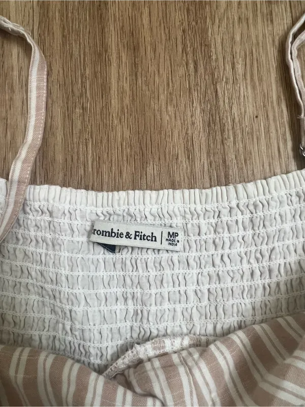 Abercrombie & Fitch Cream and Pink Striped Tie-Front Mini Dress - Image 5
