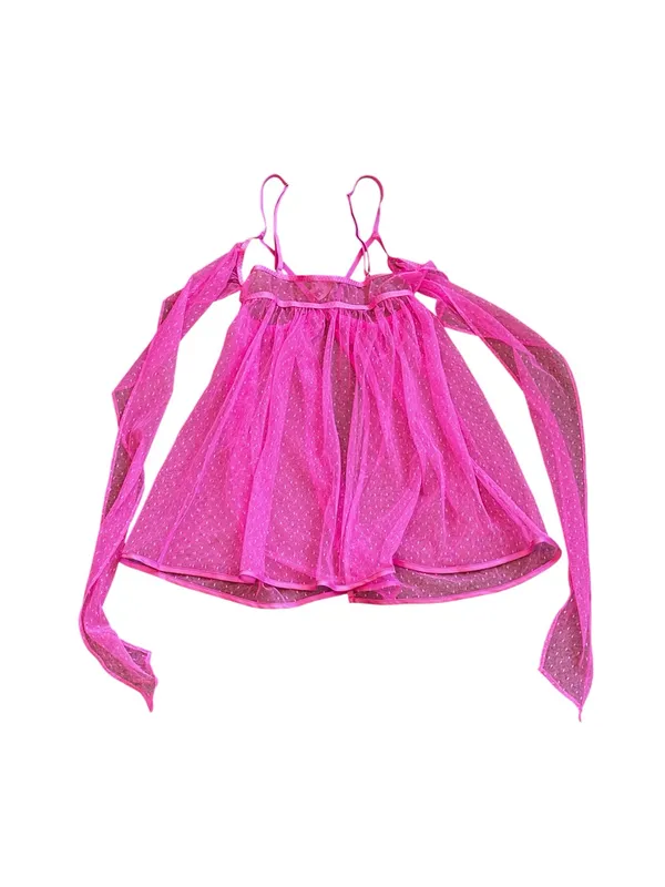 Victoria’s Secret Lingerie Hot Pink Sheer Mesh Babydoll Fairycore Rave Boudoir - Image 5