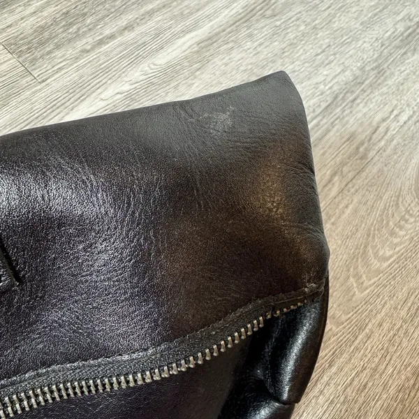 Patricia Nash Valerie Leather Foldover Wristlet Clutch Black Minimalist FLAW - Image 9