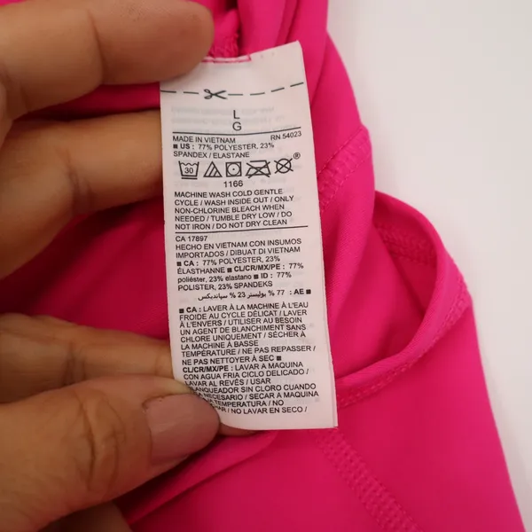 Old Navy Active Powersoft Neon Pink Cropped High Rise Leggings Pockets Womens L - Image 3