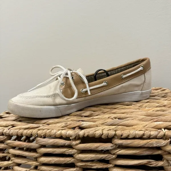 Tommy Hilfiger‎ White & Tan Slip On Boat Shoes 8 - Image 8